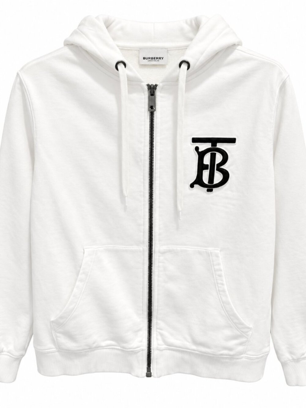 Burberry White TB Monogram Zip Hoodie